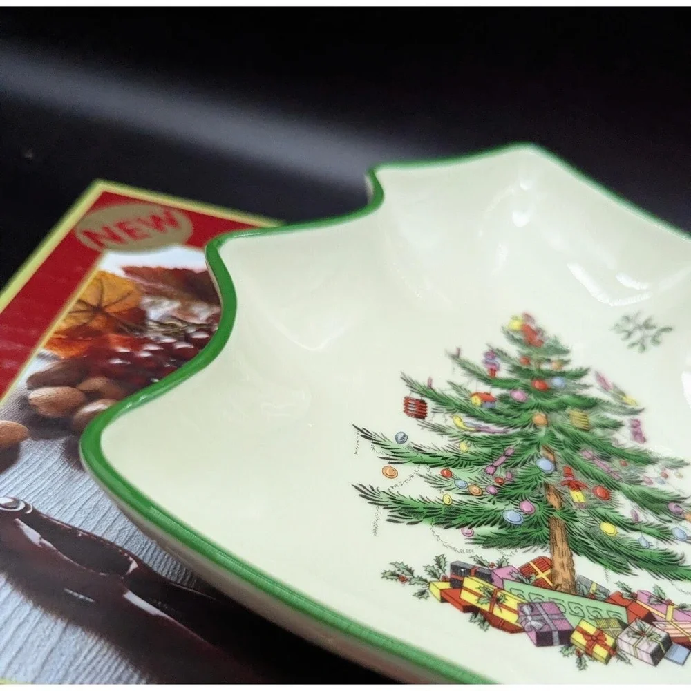 SPODE Christmas Tree Shaped Candy Nut Dish Bowl 8